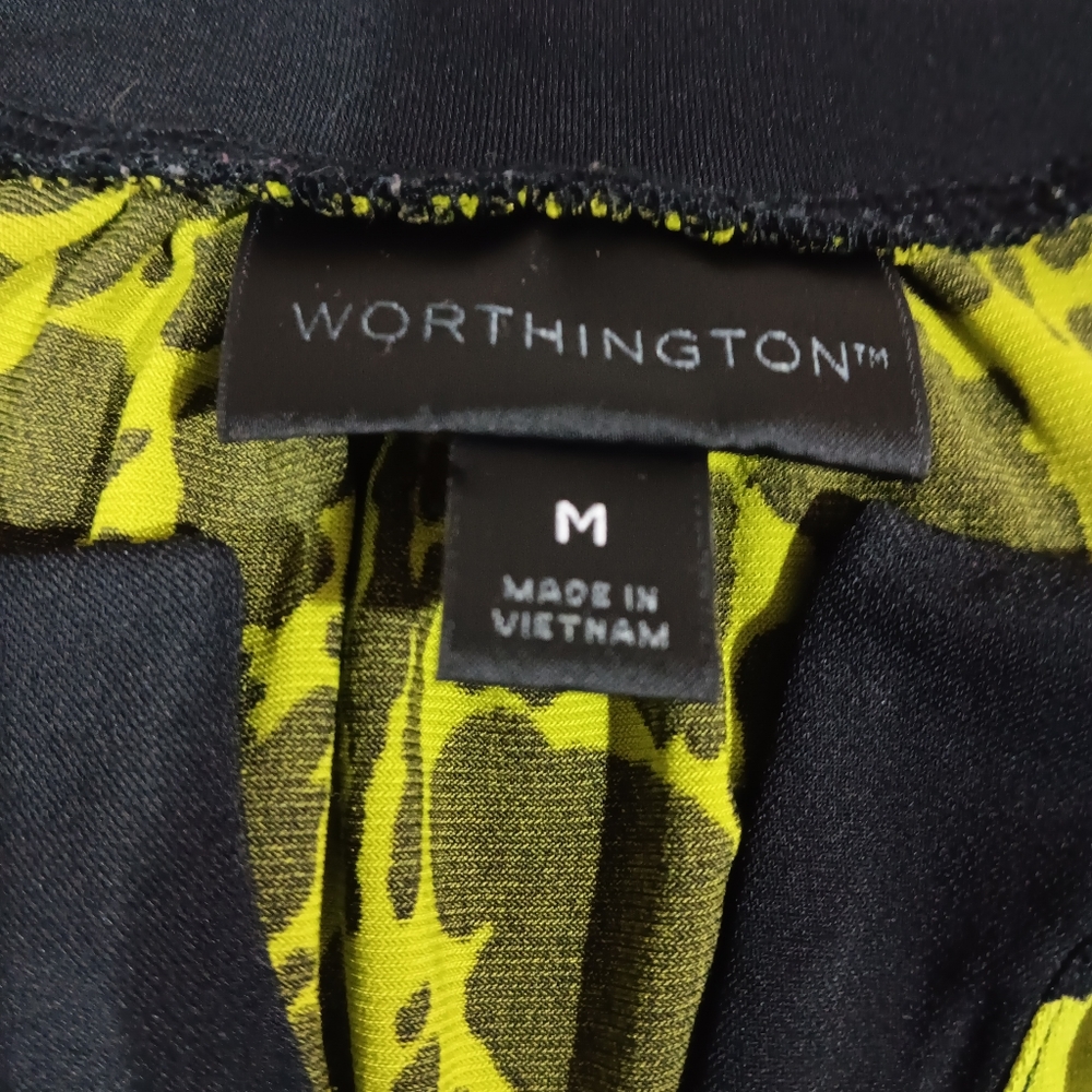 Worthington Women's (Size M) Bright Green & Black Sleeveless Leopard Pri… - Picture 5 of 9